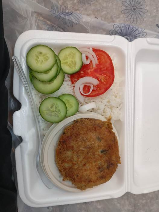 Fried patty with salad