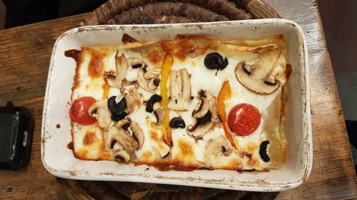 Baked cheese and mushroom dish