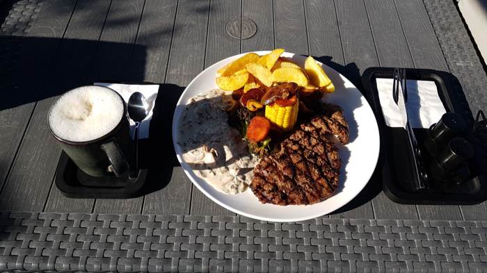 Rice with beans and fries