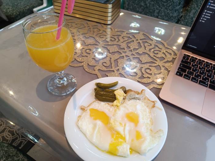 Dessert with orange juice